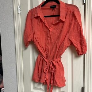Coral button up blouse Lane Bryant size 14
